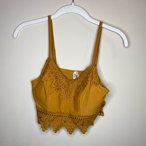 womens yellow cropped padded cami!